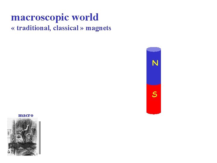 macroscopic world « traditional, classical » magnets N S macro 