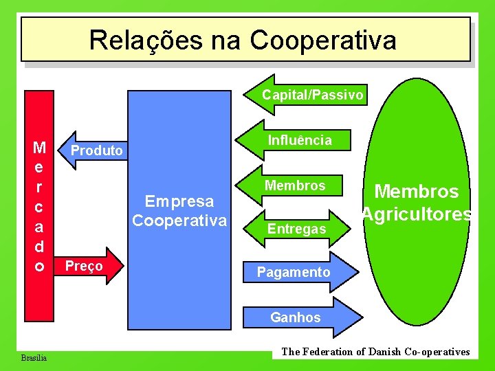 Relações na Cooperativa Capital/Passivo M e r c a d o Influência Produto Empresa