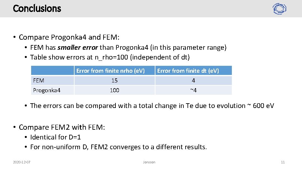 Conclusions • Compare Progonka 4 and FEM: • FEM has smaller error than Progonka Conclusions • Compare Progonka 4 and FEM: • FEM has smaller error than Progonka