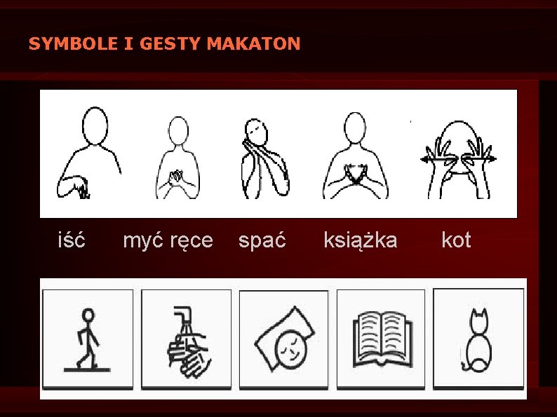 SYMBOLE I GESTY MAKATON iść myć ręce spać książka kot 