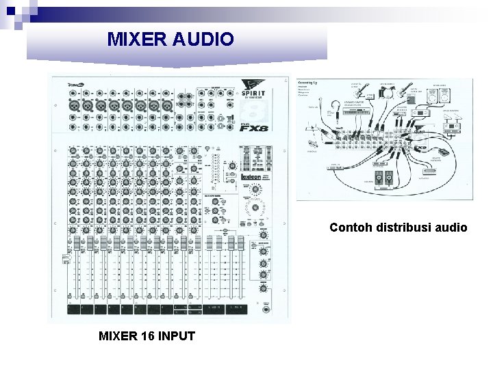 MIXER AUDIO Contoh distribusi audio MIXER 16 INPUT 