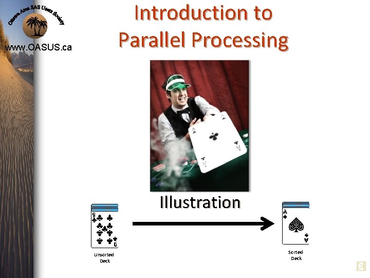 Introduction to Parallel Processing www. OASUS. ca Illustration Unsorted Deck Sorted Deck Introduction to Parallel Processing www. OASUS. ca Illustration Unsorted Deck Sorted Deck
