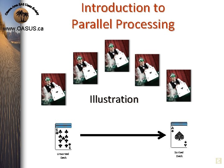 Introduction to Parallel Processing www. OASUS. ca Illustration Unsorted Deck Sorted Deck Introduction to Parallel Processing www. OASUS. ca Illustration Unsorted Deck Sorted Deck