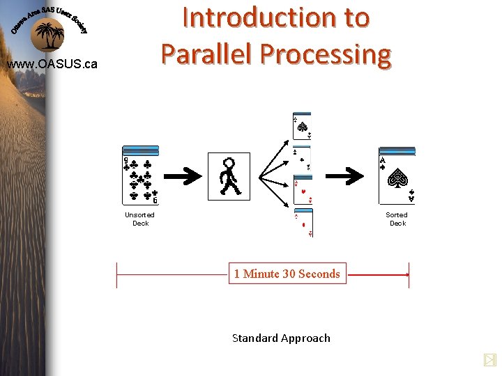 Introduction to Parallel Processing www. OASUS. ca Unsorted Deck Sorted Deck 1 Minute 30 Introduction to Parallel Processing www. OASUS. ca Unsorted Deck Sorted Deck 1 Minute 30