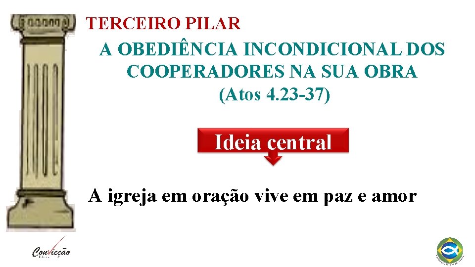 TERCEIRO PILAR A OBEDIÊNCIA INCONDICIONAL DOS COOPERADORES NA SUA OBRA (Atos 4. 23 -37)