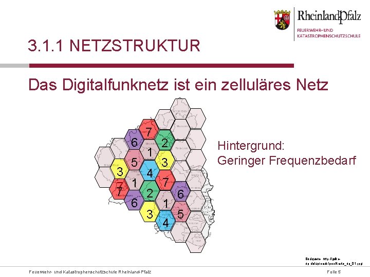 3. 1. 1 NETZSTRUKTUR Das Digitalfunknetz ist ein zelluläres Netz 6 5 7 1