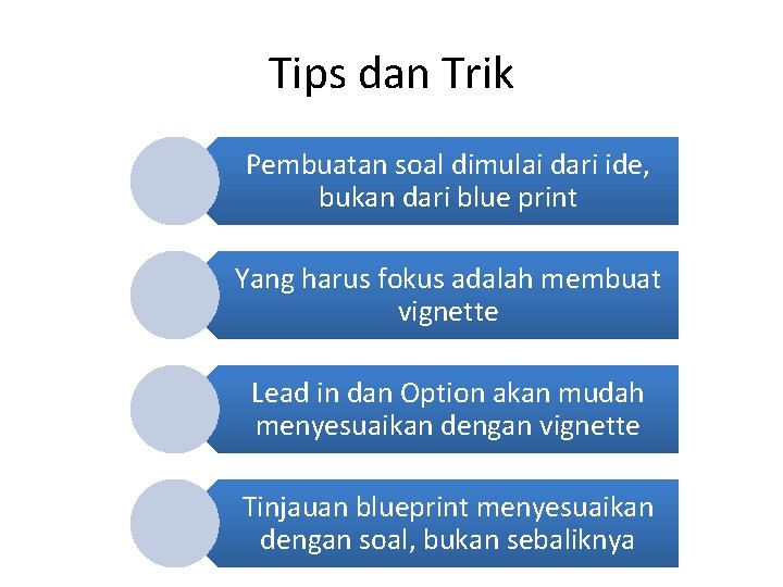 Tips dan Trik Pembuatan soal dimulai dari ide, bukan dari blue print Yang harus