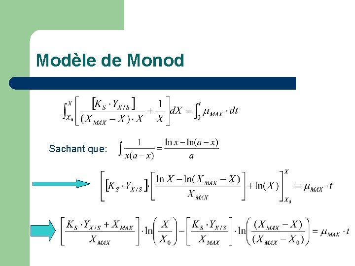 Modèle de Monod Sachant que: 