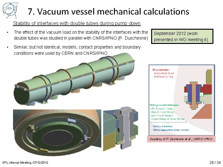 7. Vacuum vessel mechanical calculations Stability of interfaces with double tubes during pump down