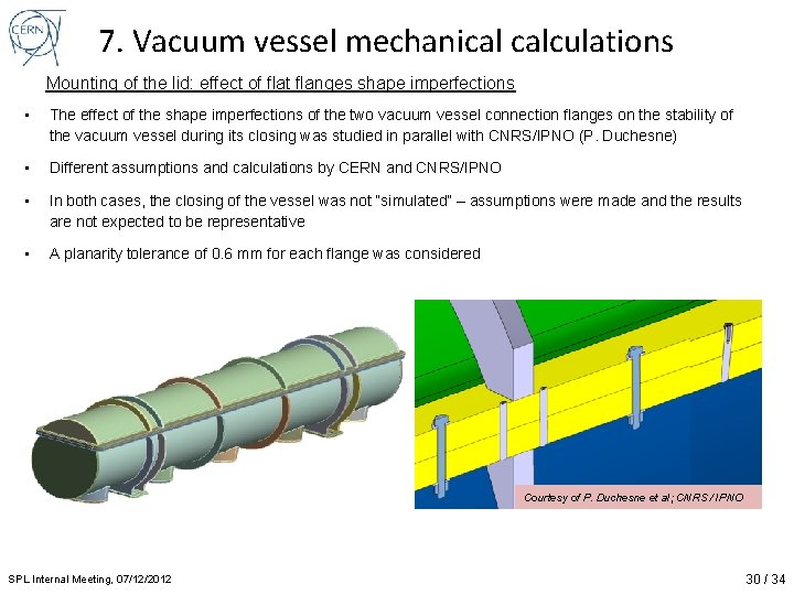 7. Vacuum vessel mechanical calculations Mounting of the lid: effect of flat flanges shape