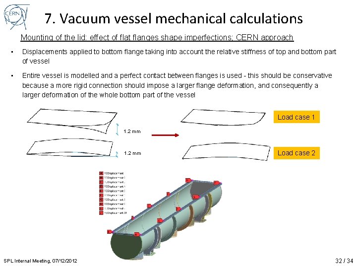 7. Vacuum vessel mechanical calculations Mounting of the lid: effect of flat flanges shape