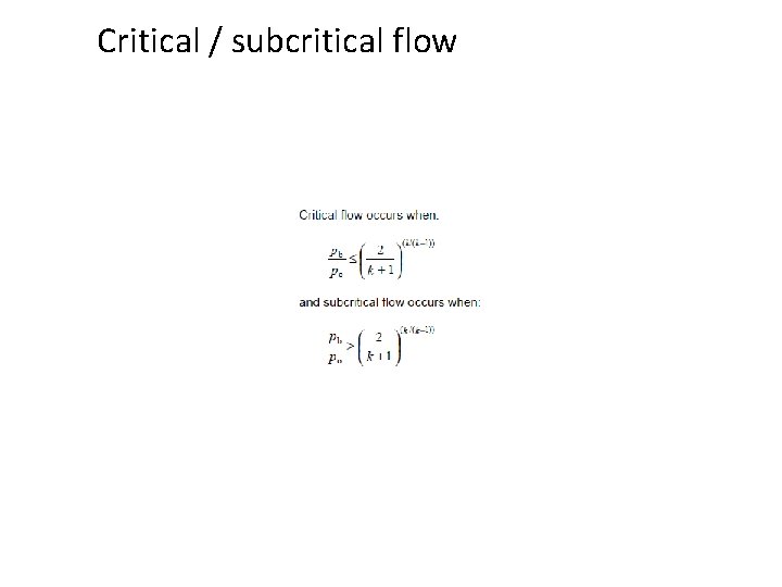 Critical / subcritical flow 