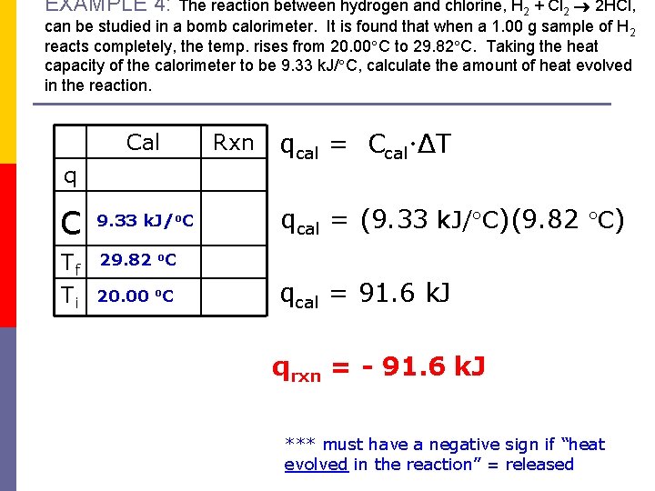 EXAMPLE 4: The reaction between hydrogen and chlorine, H 2 + Cl 2 2