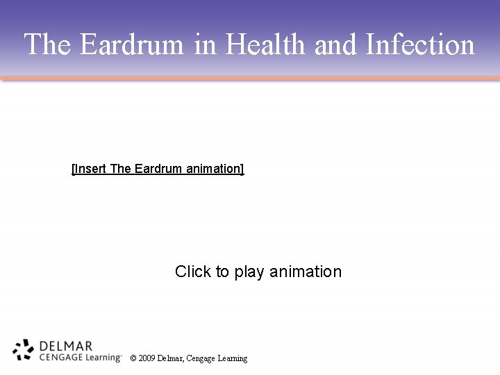 The Eardrum in Health and Infection [Insert The Eardrum animation] Click to play animation