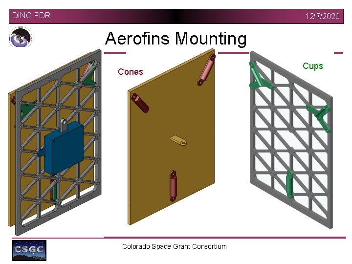 DINO PDR 12/7/2020 Aerofins Mounting Cones Colorado Space Grant Consortium Cups 