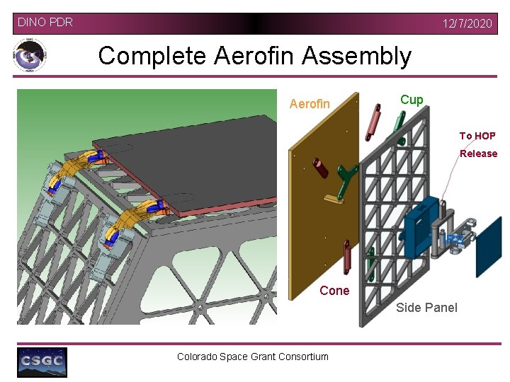 DINO PDR 12/7/2020 Complete Aerofin Assembly Aerofin Cup To HOP Release IRS Cone Side