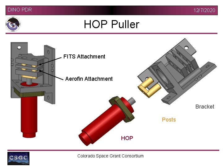 DINO PDR 12/7/2020 HOP Puller FITS Attachment Aerofin Attachment Bracket Posts HOP Colorado Space