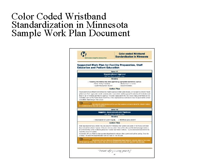 Color Coded Wristband Standardization in Minnesota Sample Work Plan Document 