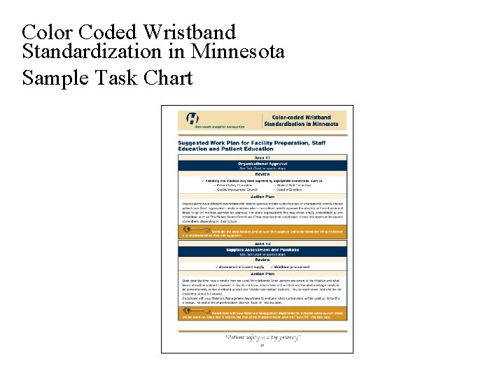 Color Coded Wristband Standardization in Minnesota Sample Task Chart 
