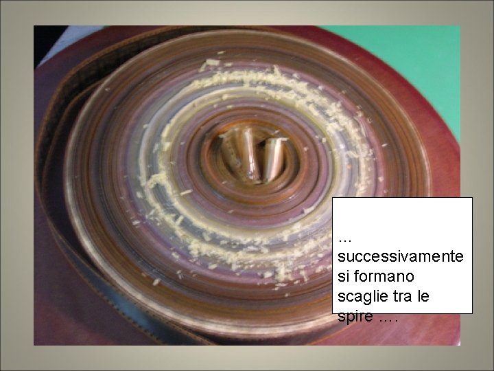 … successivamente si formano scaglie tra le spire …. … successivamente si formano scaglie tra le spire ….
