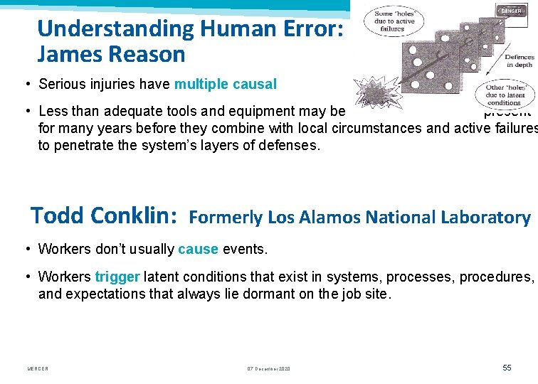  Understanding Human Error: James Reason • Serious injuries have multiple causal factors •