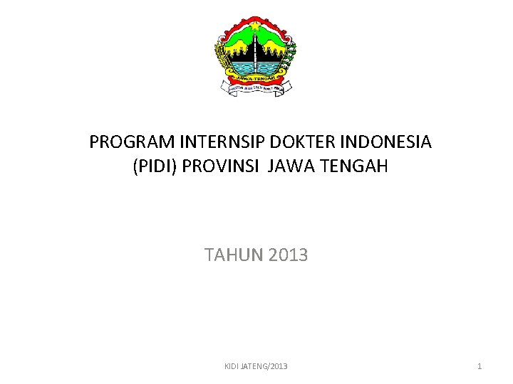 PROGRAM INTERNSIP DOKTER INDONESIA (PIDI) PROVINSI JAWA TENGAH TAHUN 2013 KIDI JATENG/2013 1 