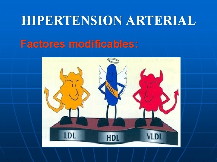 HIPERTENSION ARTERIAL Factores modificables: 