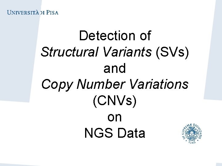 Detection of Structural Variants (SVs) and Copy Number Variations (CNVs) on NGS Data 