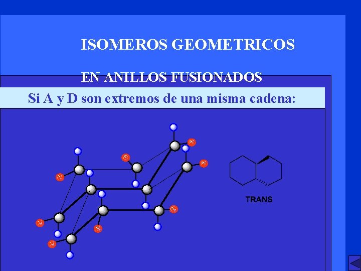 ISOMEROS GEOMETRICOS EN ANILLOS FUSIONADOS Si A y D son extremos de una misma