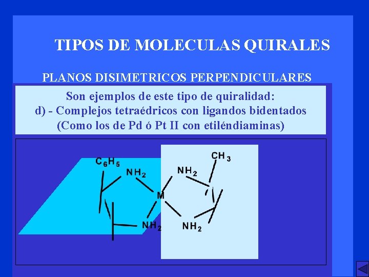 TIPOS DE MOLECULAS QUIRALES PLANOS DISIMETRICOS PERPENDICULARES Son ejemplos de este tipo de quiralidad: