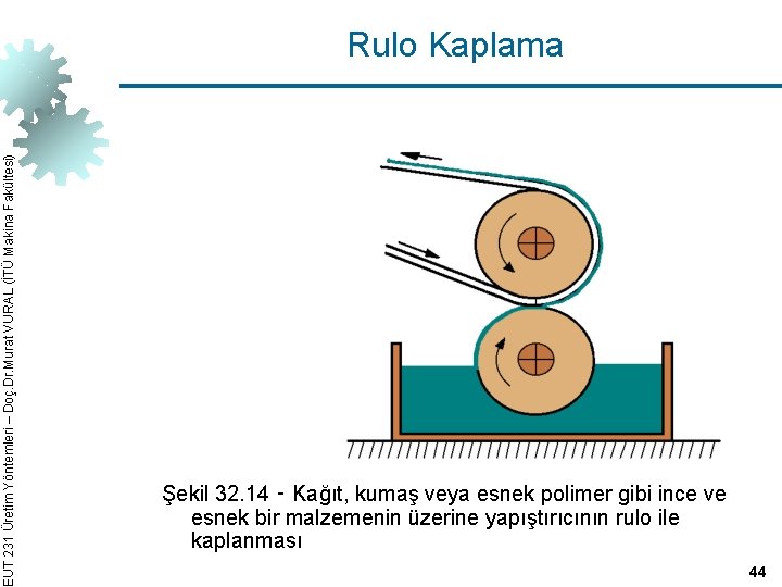 EUT 231 Üretim Yöntemleri – Doç. Dr. Murat VURAL (İTÜ Makina Fakültesi) Rulo Kaplama