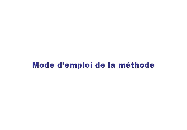 Mode d’emploi de la méthode 