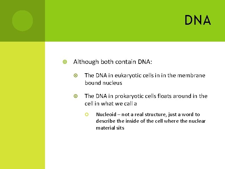 DNA Although both contain DNA: The DNA in eukaryotic cells in in the membrane