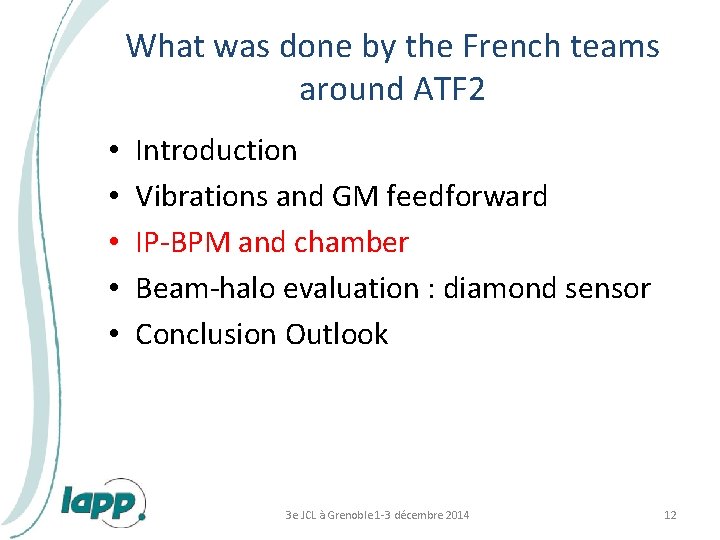 What was done by the French teams around ATF 2 • • • Introduction