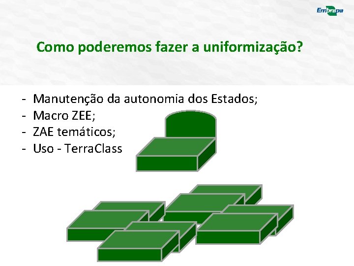 Como poderemos fazer a uniformização? - Manutenção da autonomia dos Estados; Macro ZEE; ZAE