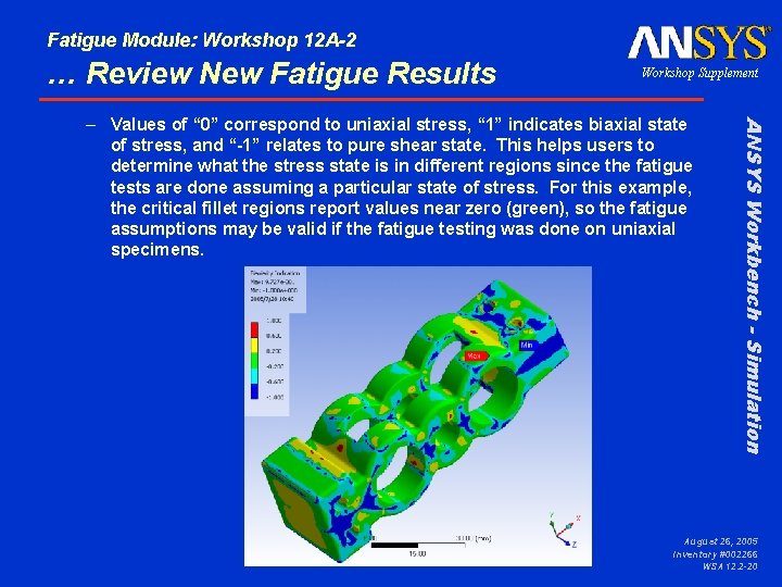 Fatigue Module: Workshop 12 A-2 … Review New Fatigue Results Workshop Supplement ANSYS Workbench