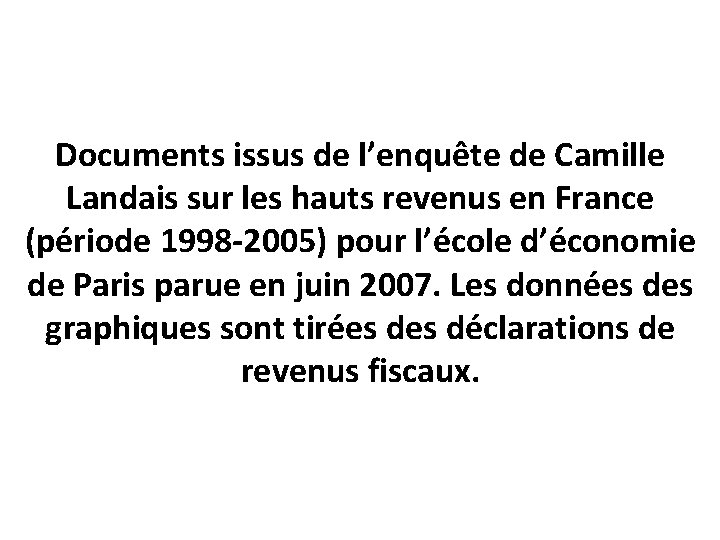 Documents issus de l’enquête de Camille Landais sur les hauts revenus en France (période
