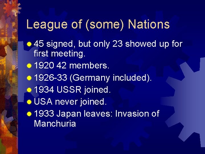 League of (some) Nations ® 45 signed, but only 23 showed up for first