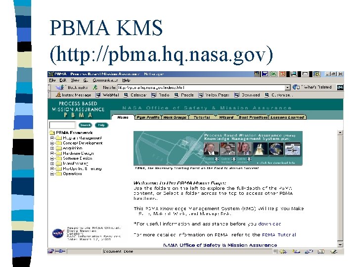 PBMA KMS (http: //pbma. hq. nasa. gov) 
