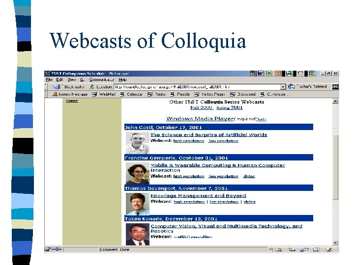 Webcasts of Colloquia 