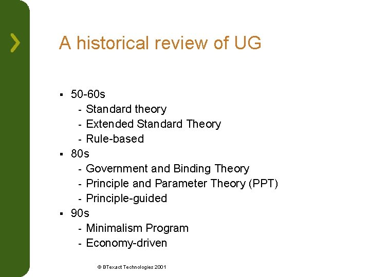 A historical review of UG 50 -60 s - Standard theory - Extended Standard