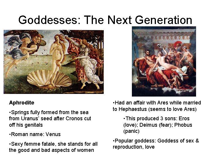 Goddesses: The Next Generation Aphrodite • Springs fully formed from the sea from Uranus’ Goddesses: The Next Generation Aphrodite • Springs fully formed from the sea from Uranus’