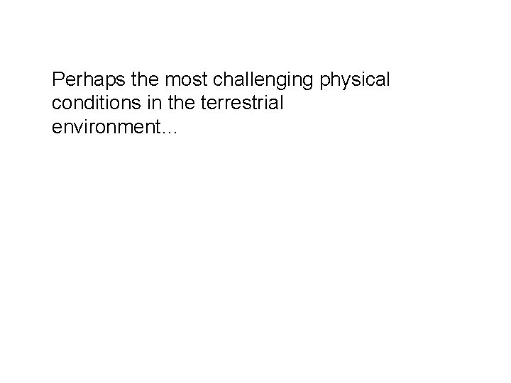 Perhaps the most challenging physical conditions in the terrestrial environment… Perhaps the most challenging physical conditions in the terrestrial environment…
