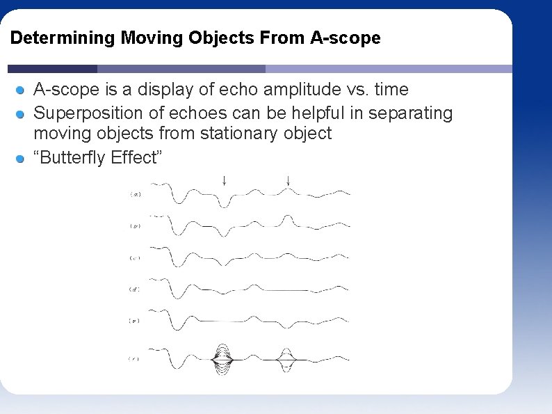 Determining Moving Objects From A-scope is a display of echo amplitude vs. time Superposition