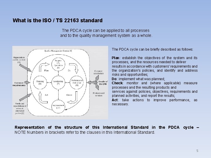 What is the ISO / TS 22163 standard The PDCA cycle can be applied What is the ISO / TS 22163 standard The PDCA cycle can be applied
