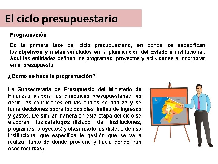 El ciclo presupuestario Programación Es la primera fase del ciclo presupuestario, en donde se