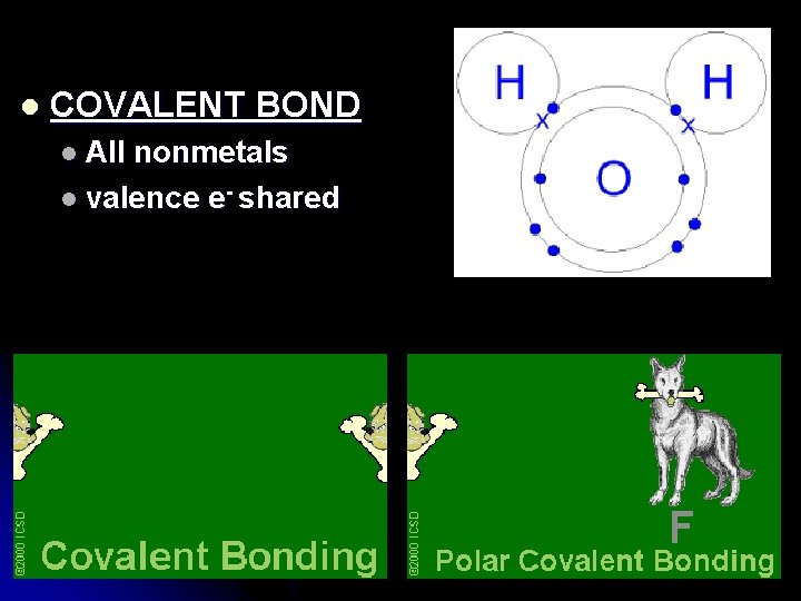 l COVALENT BOND l All nonmetals l valence e- shared 
