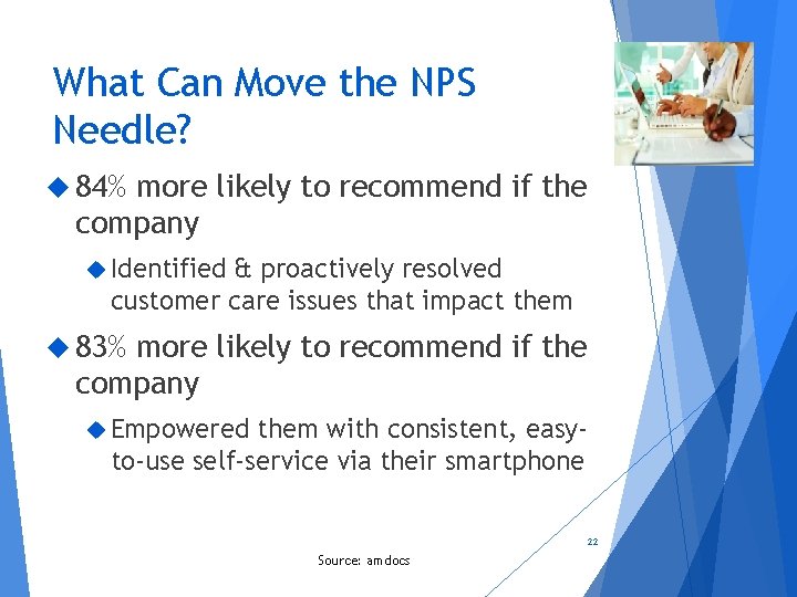 What Can Move the NPS Needle? 84% more likely to recommend if the company
