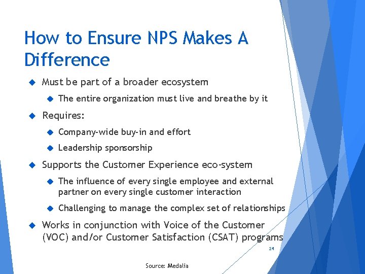 How to Ensure NPS Makes A Difference Must be part of a broader ecosystem
