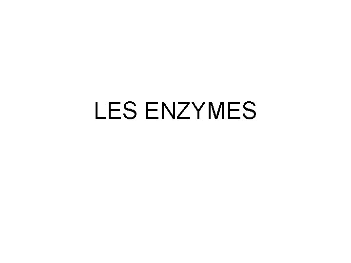 LES ENZYMES LES ENZYMES